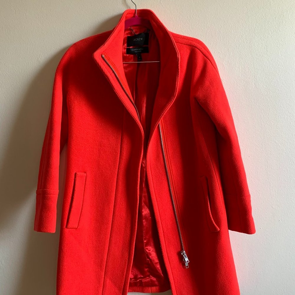 J. Crew Cocoon Coat in Italian Wool Orange